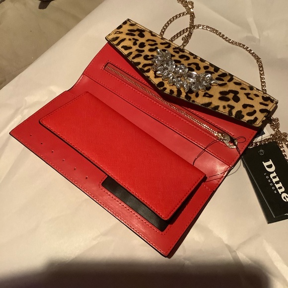 *NWOT* DUNE LONDON red with leopard print bag - Picture 4 of 5